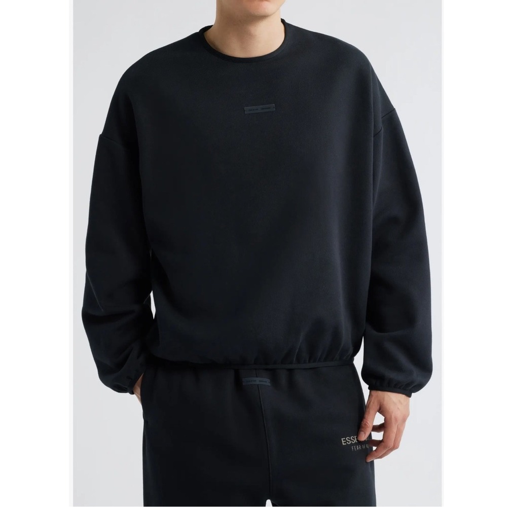 Fear of God Essentials Men Large Black Modern Fit Fleece Crewneck Sweatshirt